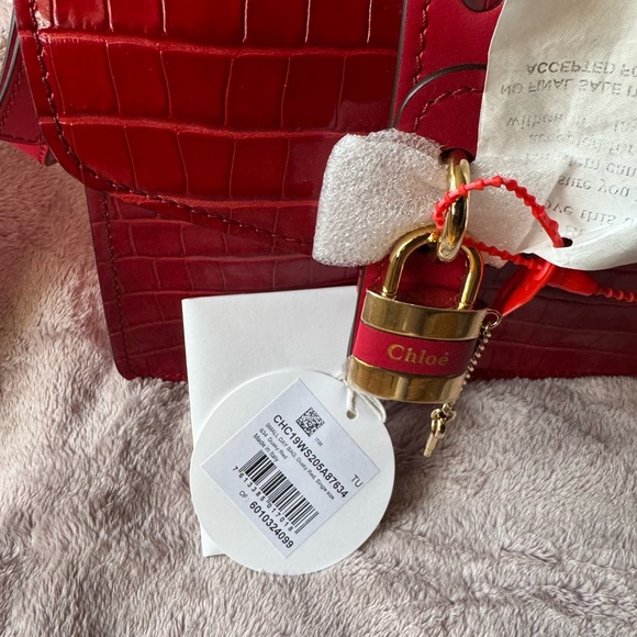 Red Croc-Embossed Leather Bag - Picture 7 of 7